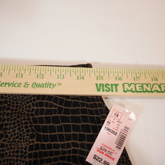 NWT DressBarn Women's plus size 1X Maxi Skirt Black with Brown Reptile Print - Picture 6 of 10